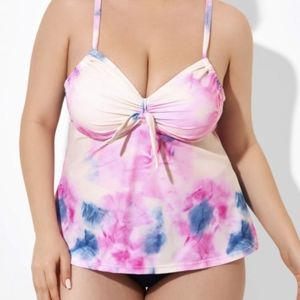 Tie Dye Tie Front Tankini Top for Lady size 4XL